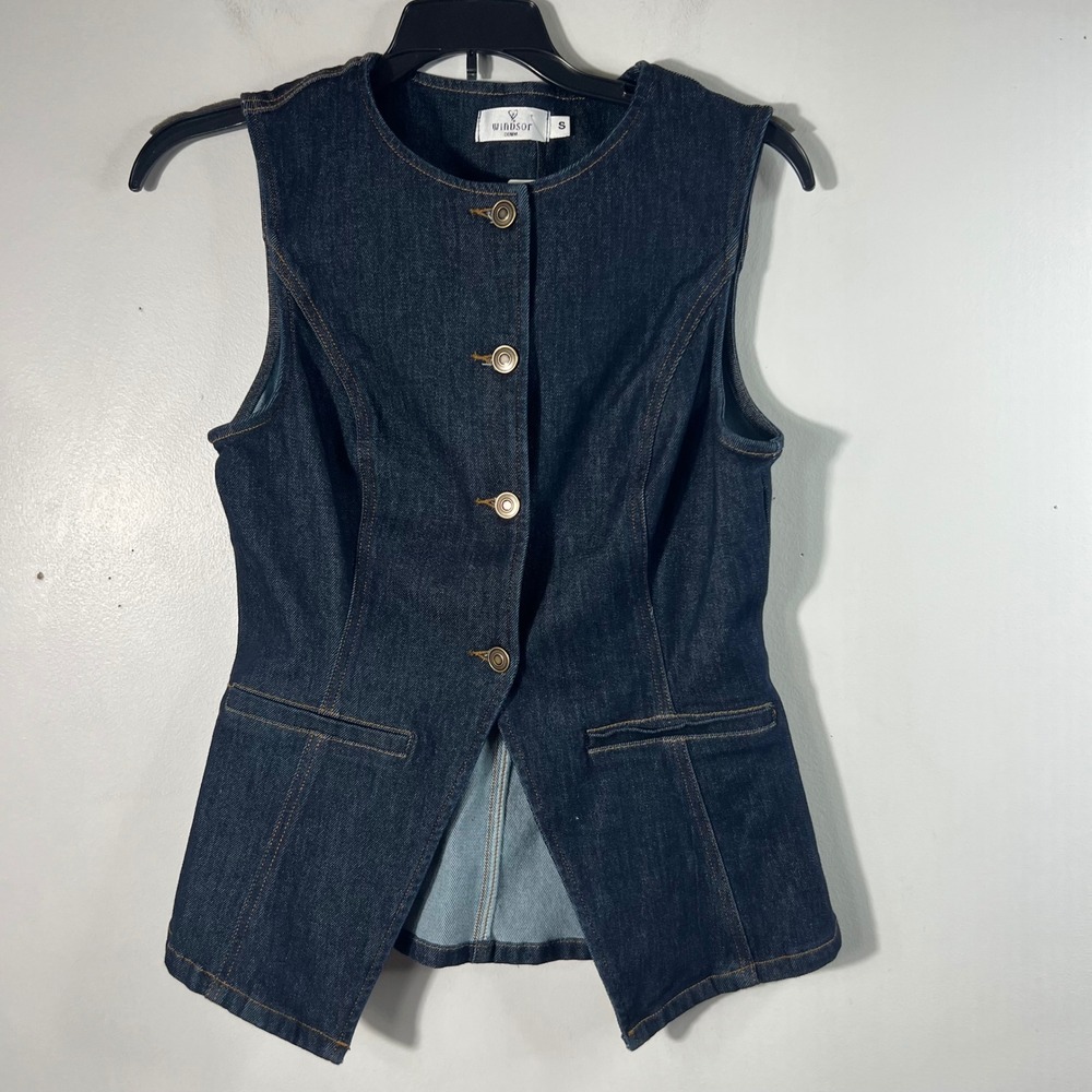 Womens Windsor Denim Dark DEnim Vest‎ S NWT